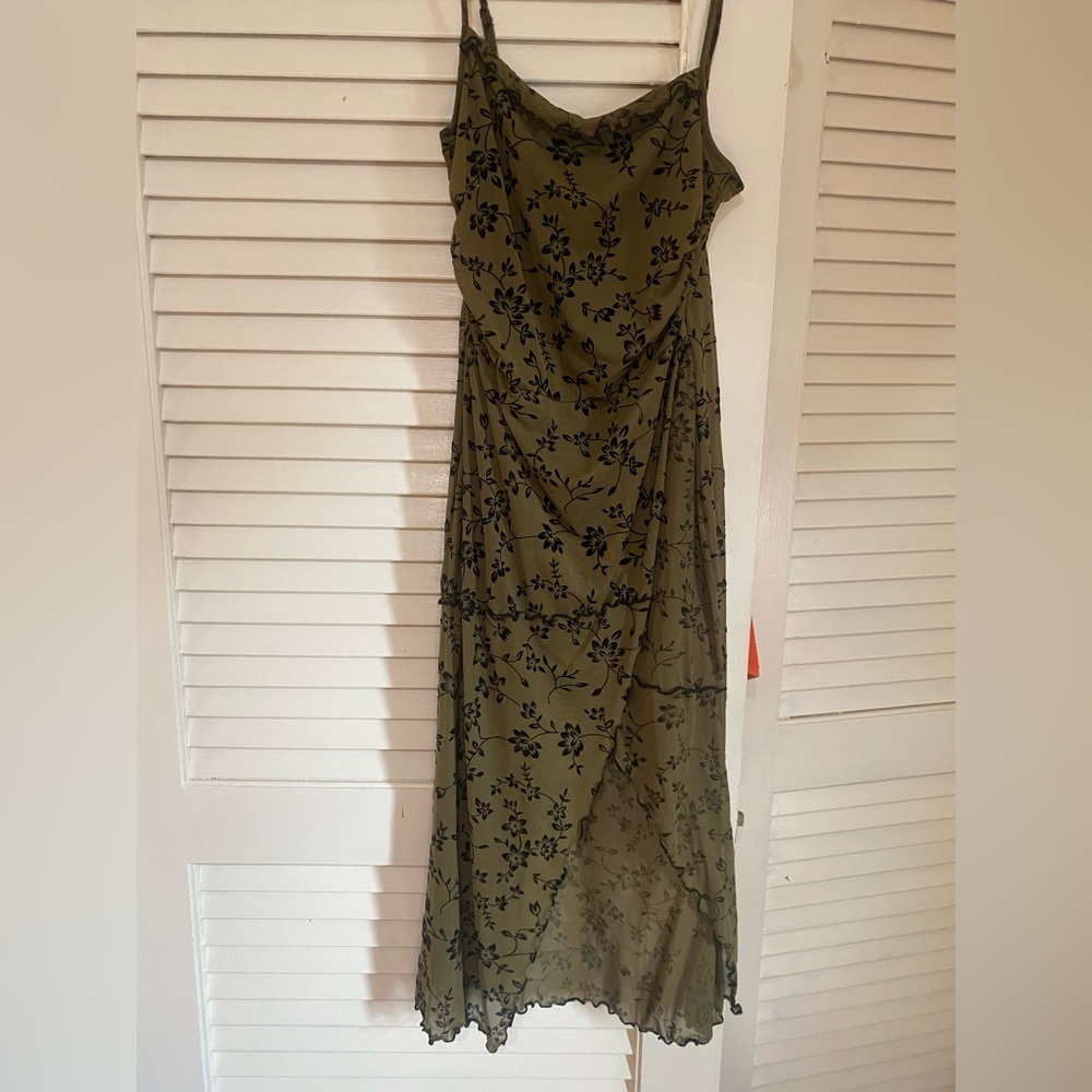 Floral Olive Green Dress